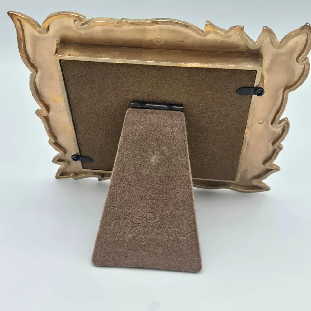 Ornate Brushed Brass Picture Frame Leaf Design Table Top Charpente 5.5